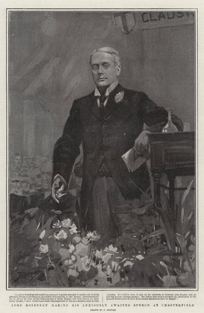 Lord Rosebery hält seine mit Spannung erwartete Rede in Chesterfield von after John Duncan